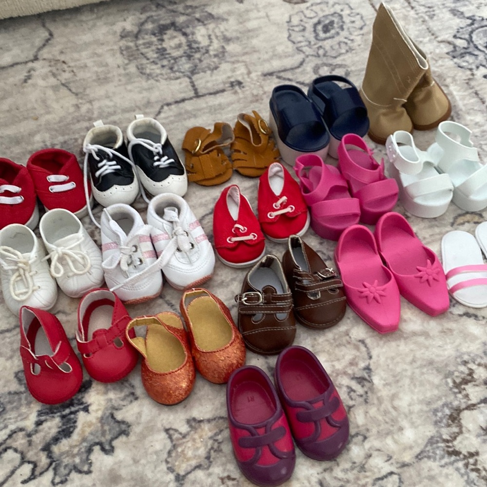 16 Pairs 18” doll shoes boots sandals sneakers